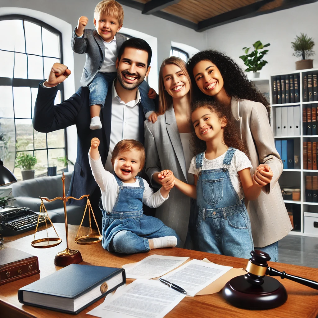 Diverse Family Celebrating Legal Success